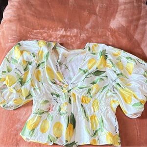 H&M Yellow Lemon Print Blouse